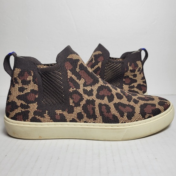 Rothy's Chelsea High Top Sneakers Wildcat Print Size 8 Animal Leopard Slip On - Picture 1 of 8